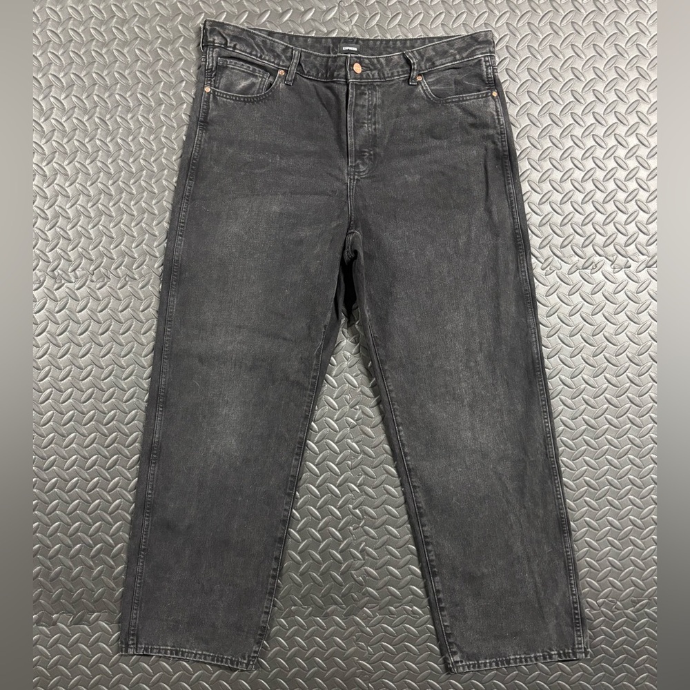 Express Black Jeans Relaxed Straight Low Rise Denim Pants 14R - Picture 2 of 12